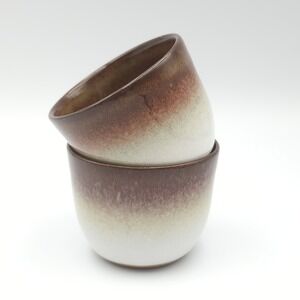 PETER POTS‎ Cordial Cups Brown Ombre 4oz signed pottery sake espresso aperitif